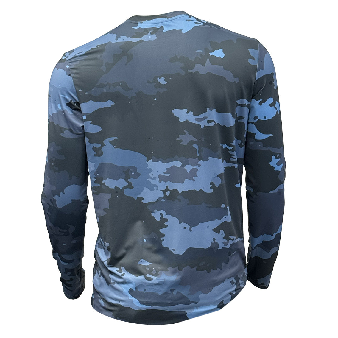 Blue Camo Long Sleeve Performance Fishing Shirt